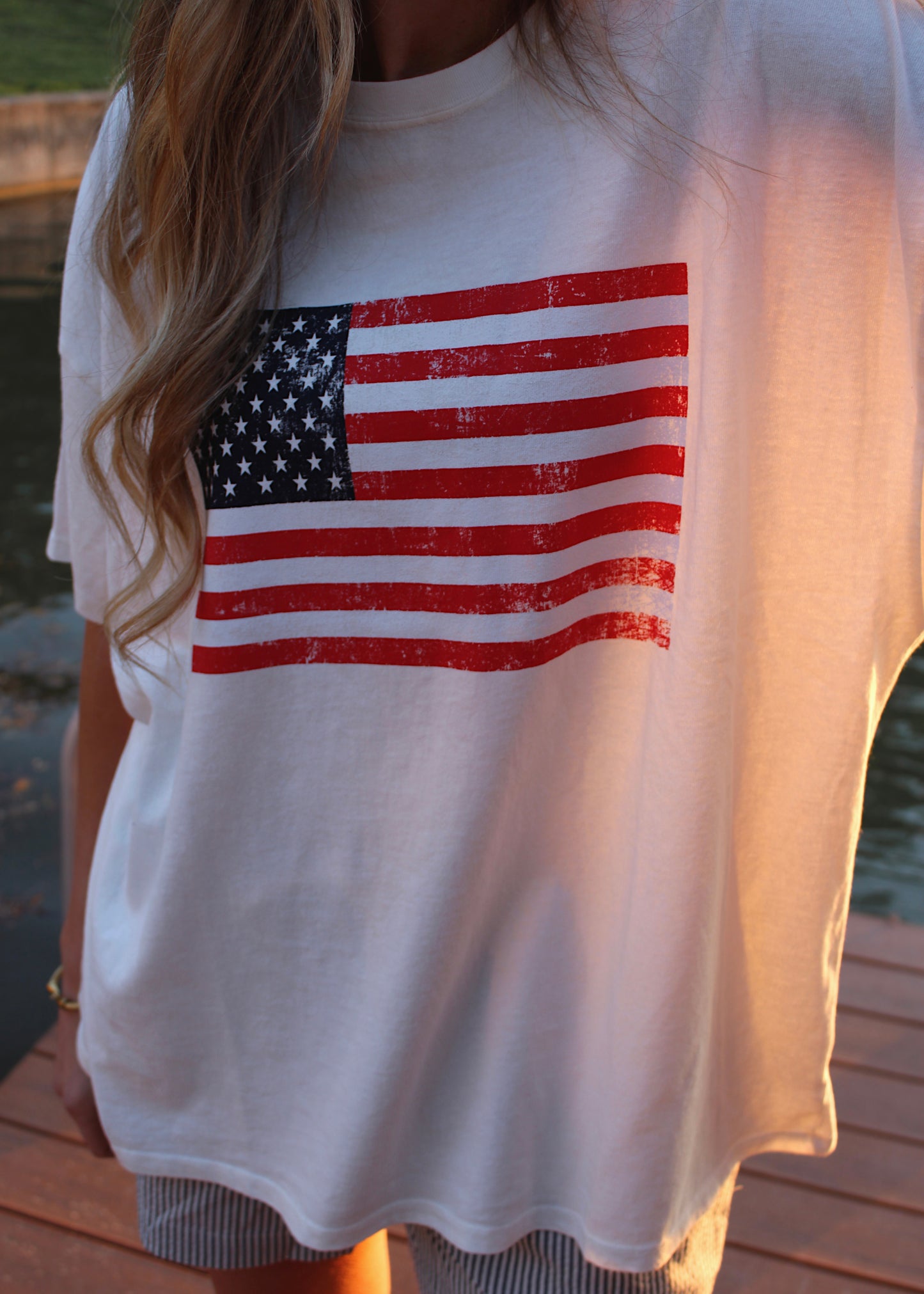 SEA SALT - Oversized Mineral Washed Flag Tee