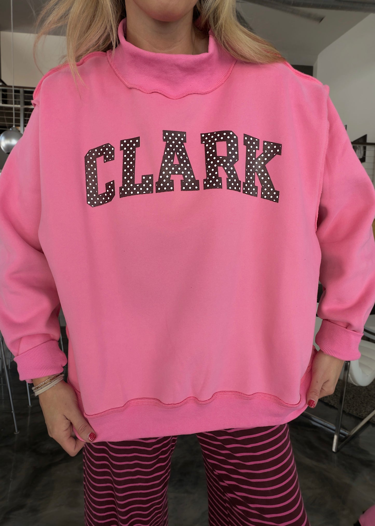 CLARK - Pink / Polka Dot Mockneck