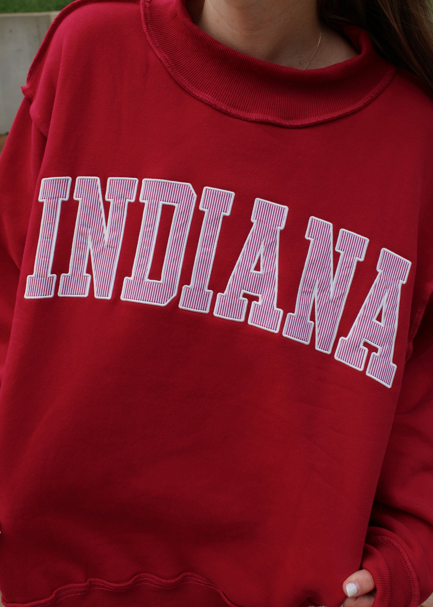 INDIANA Embroidered Striped Mockneck