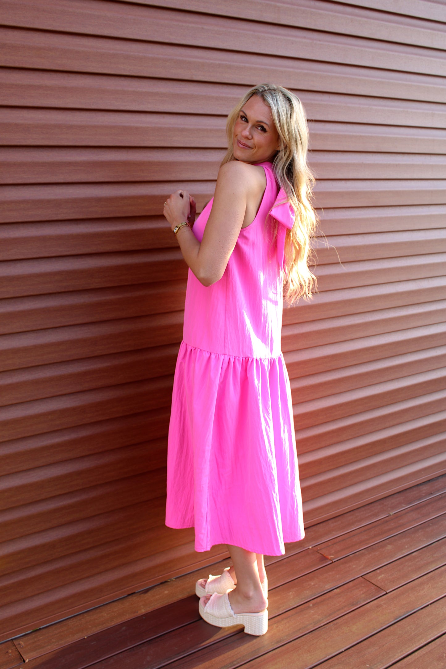 CLOUD 9 - Pink Halter Midi Dress