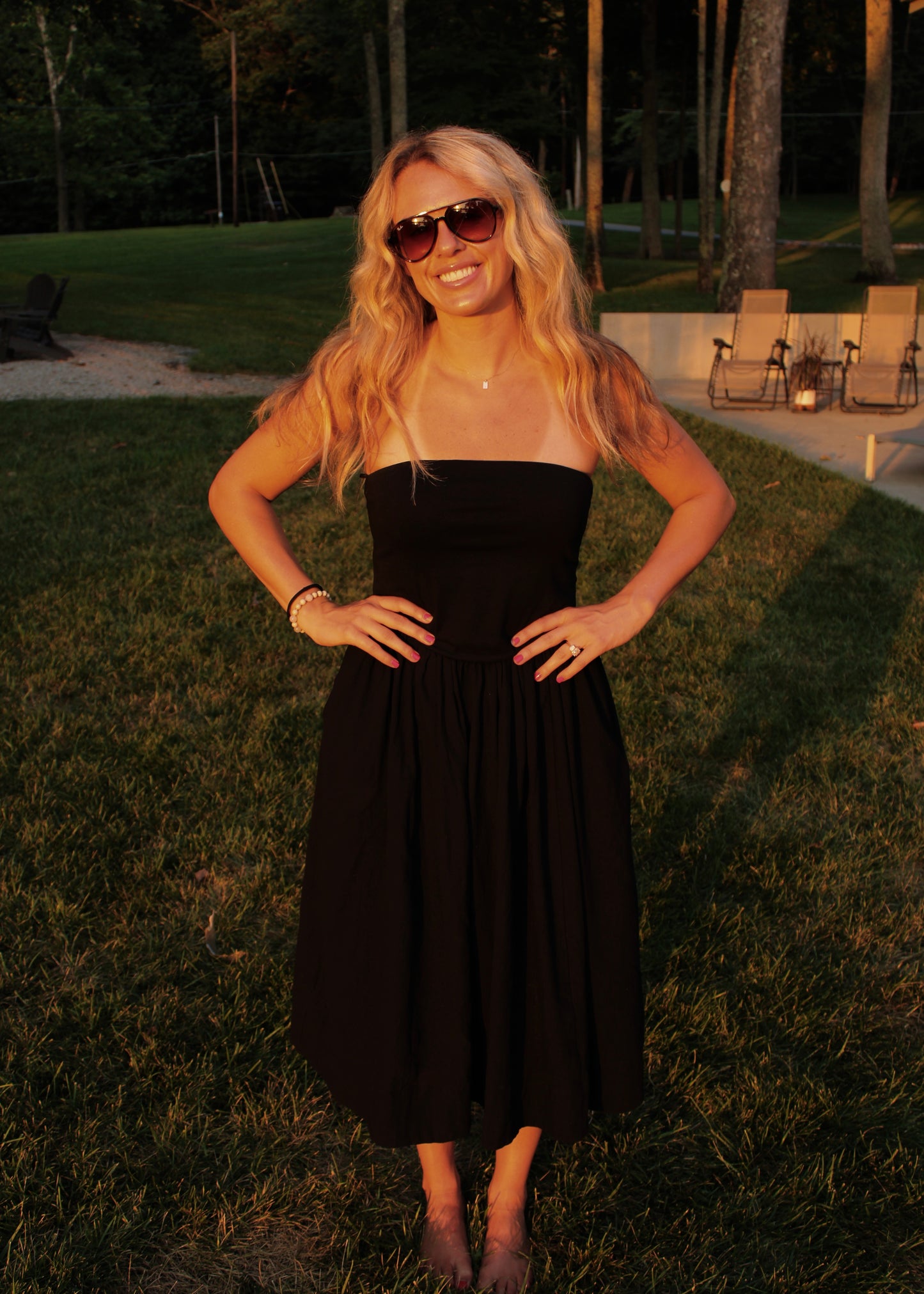 TIMELESS • Black Strapless Midi