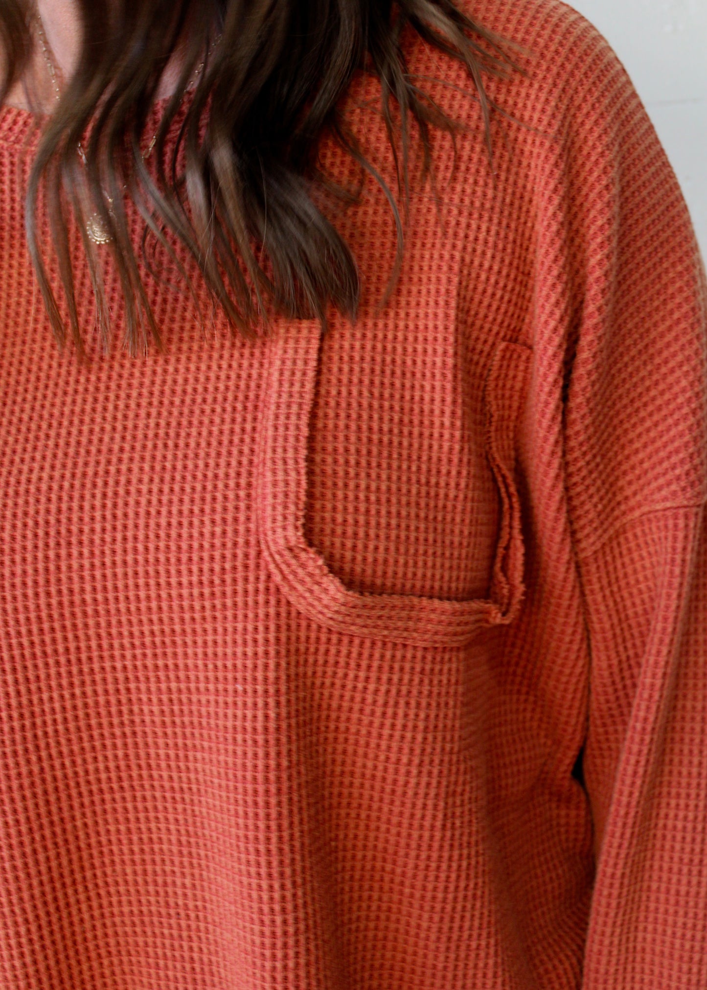 AUTUMN GLOW - Rust Waffle Knit