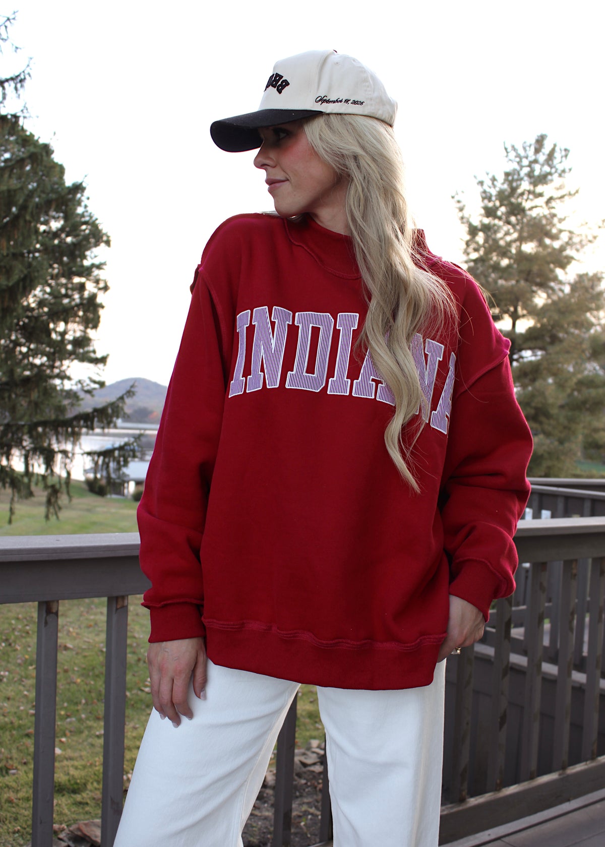 INDIANA Embroidered Striped Mockneck