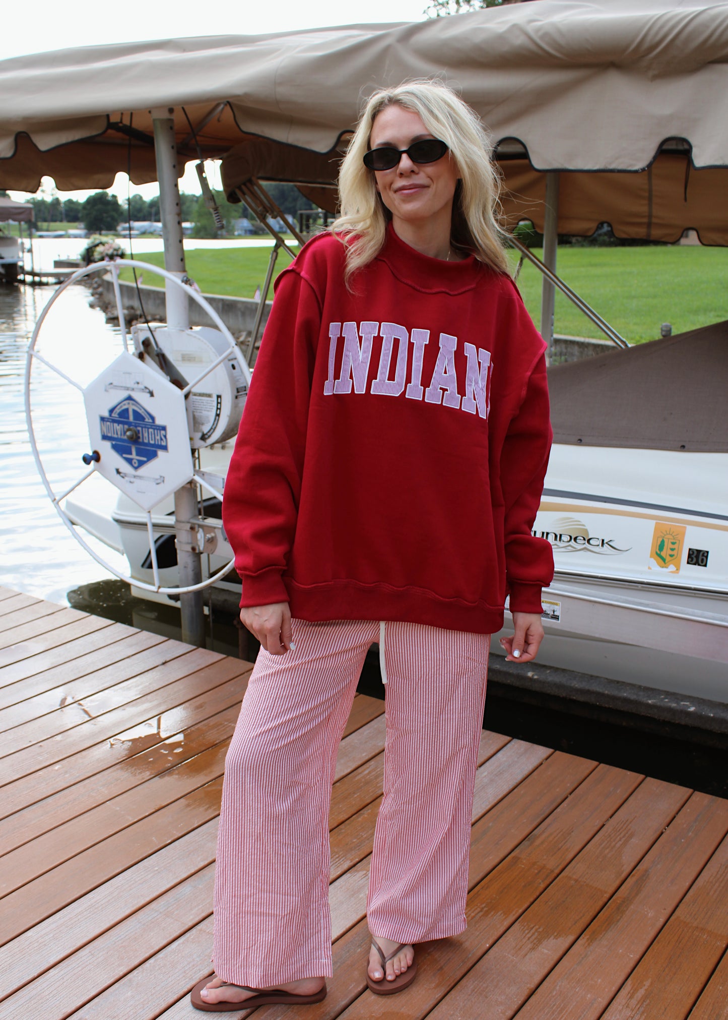 INDIANA Embroidered Striped Mockneck