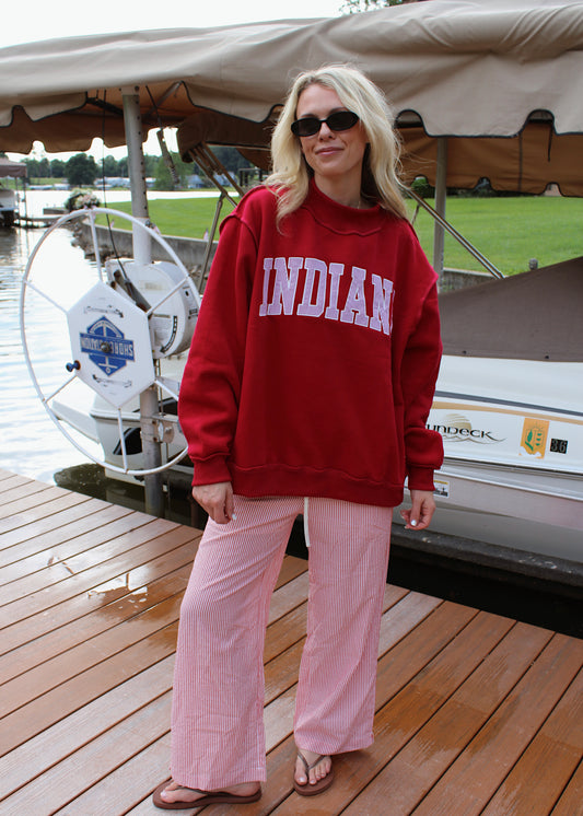 INDIANA Embroidered Striped Mockneck