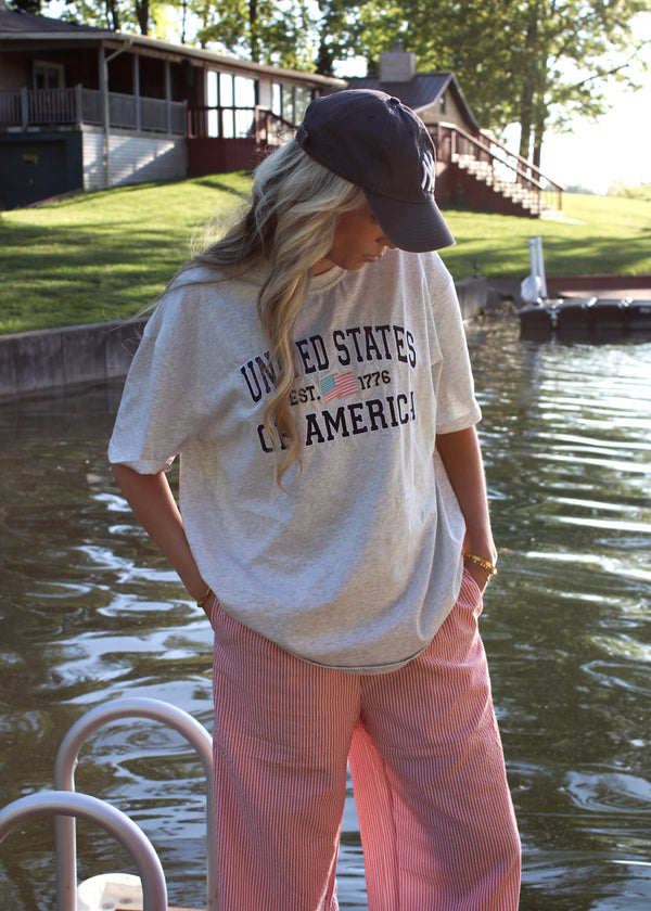 AMERICANA - Oversized Embroidered USA Tee