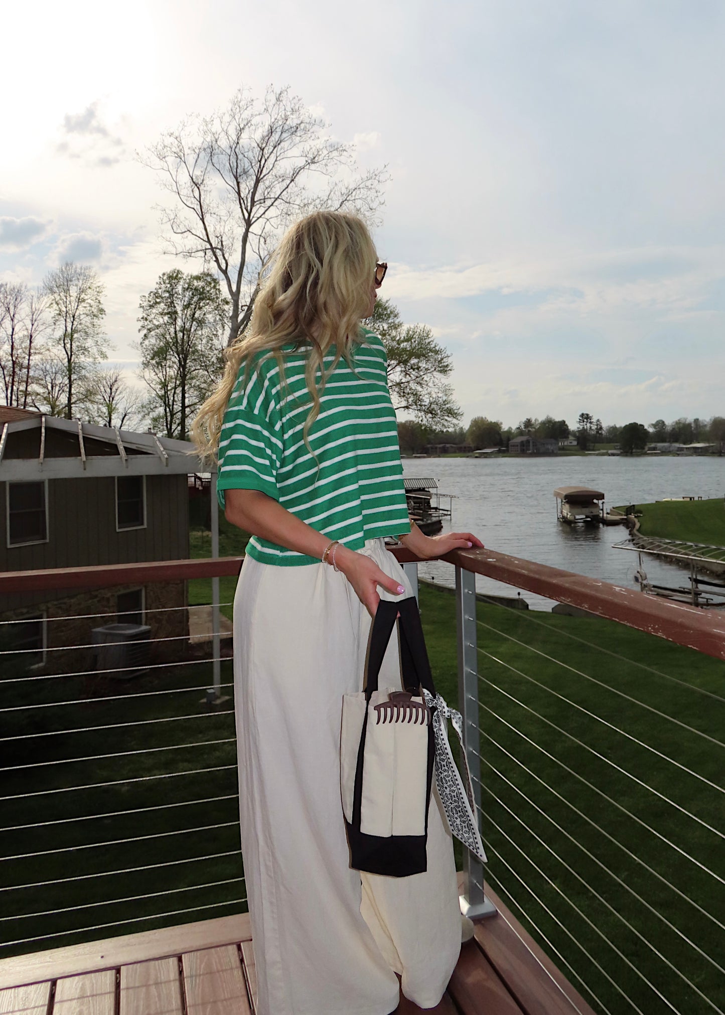 PALM BREEZE - Terry Cloth Striped Top