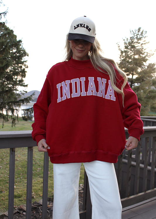INDIANA Embroidered Striped Mockneck