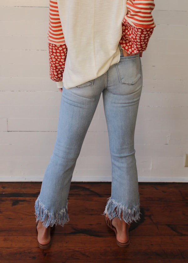THE CAROLINE - High Rise Frayed Jeans