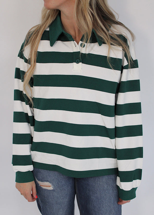 MATCHA PLEASE - Striped Collared Shirt