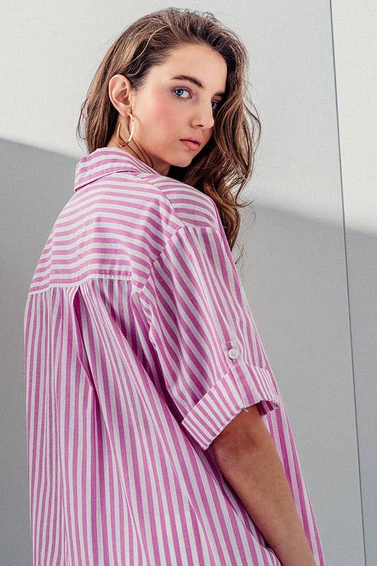 PINK STRIPE BUTTON DOWN