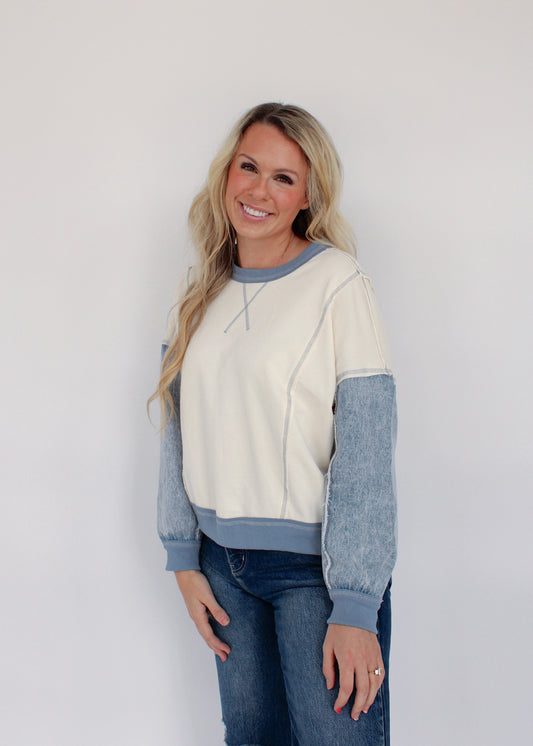 DAILY SPECIAL - Ivory / Denim Top