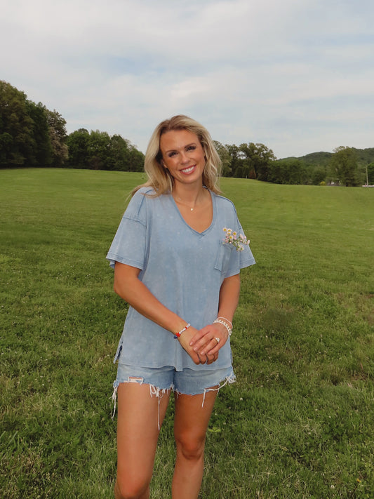 BLUE SKY • Baby Blue V-Neck