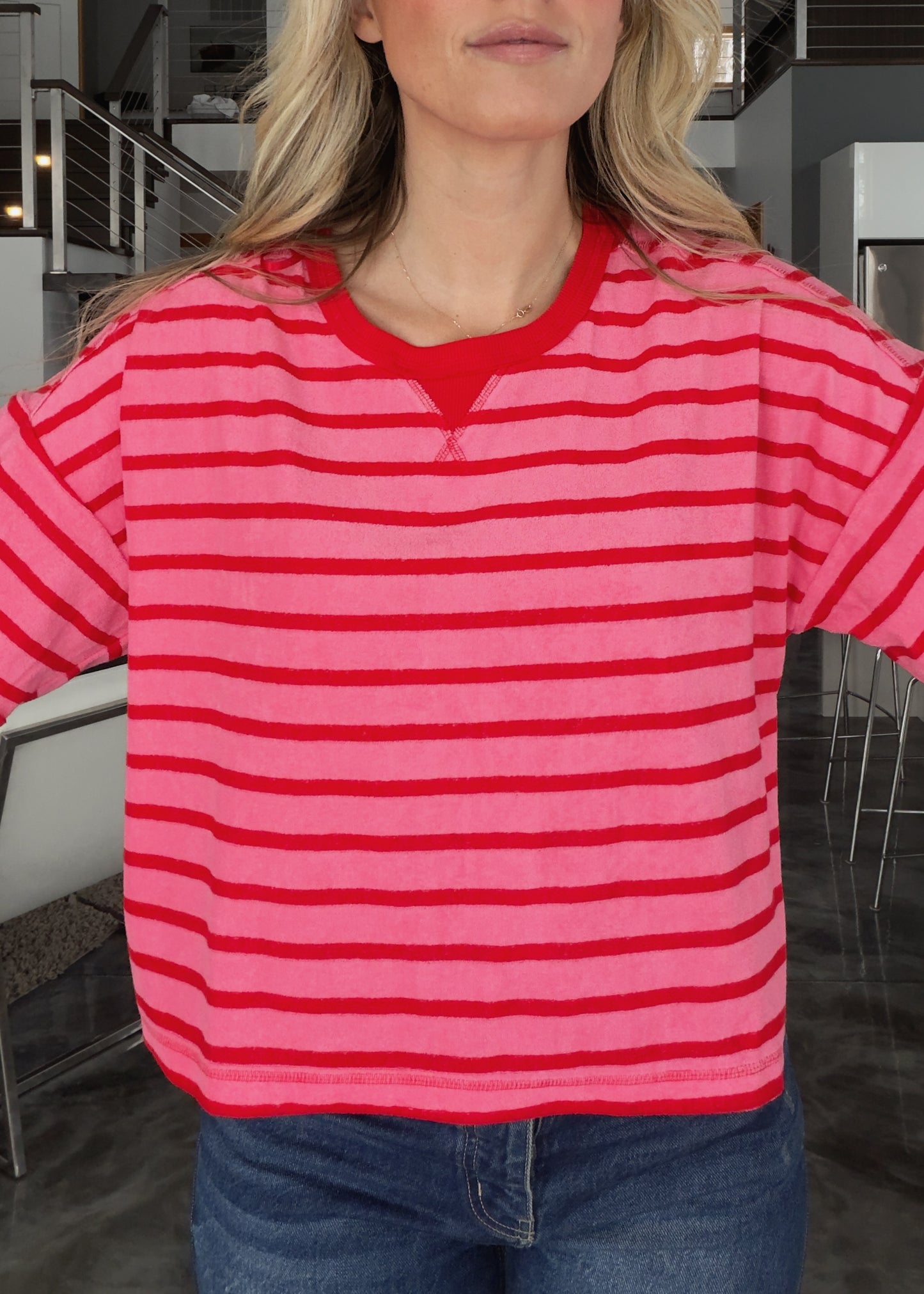 XOXO - Stripe Terry Cloth Top