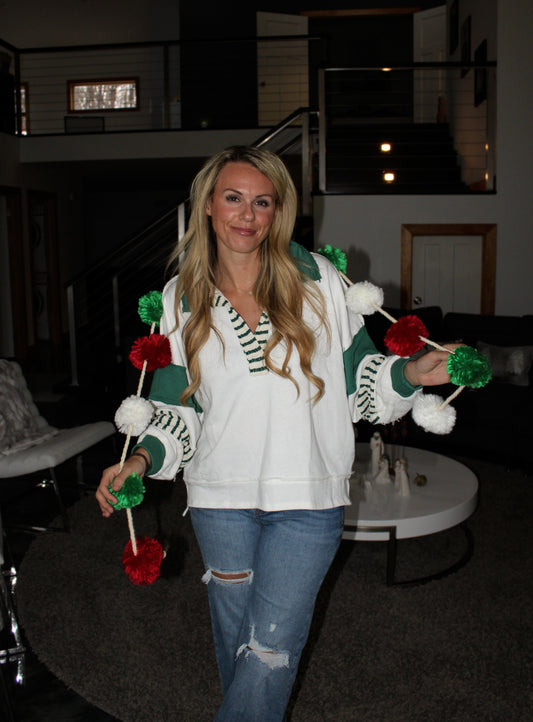 HOLLY JOLLY - Collared Henley Top