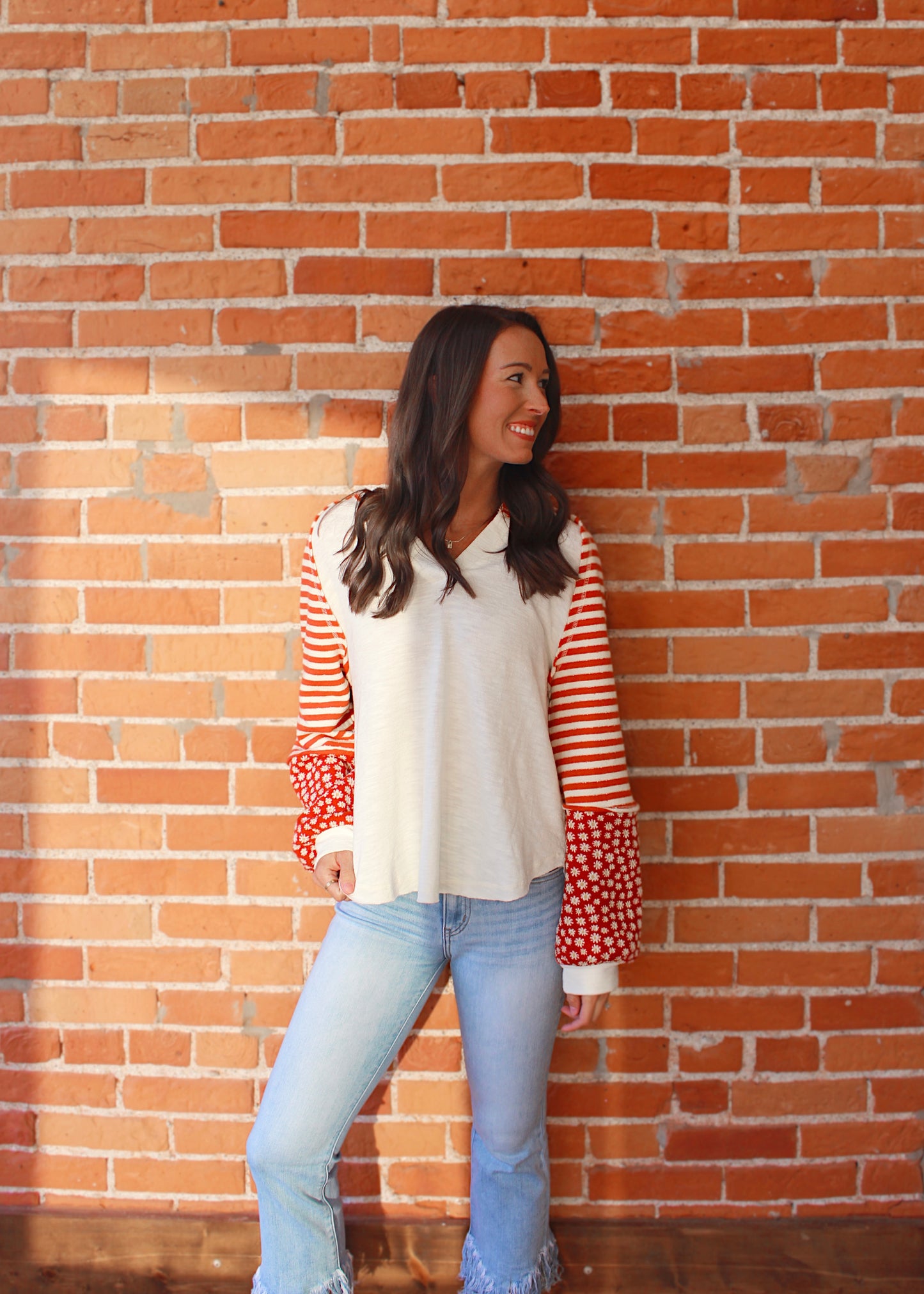 SATURDAY PLANS - Floral + Stripe Waffle Knit