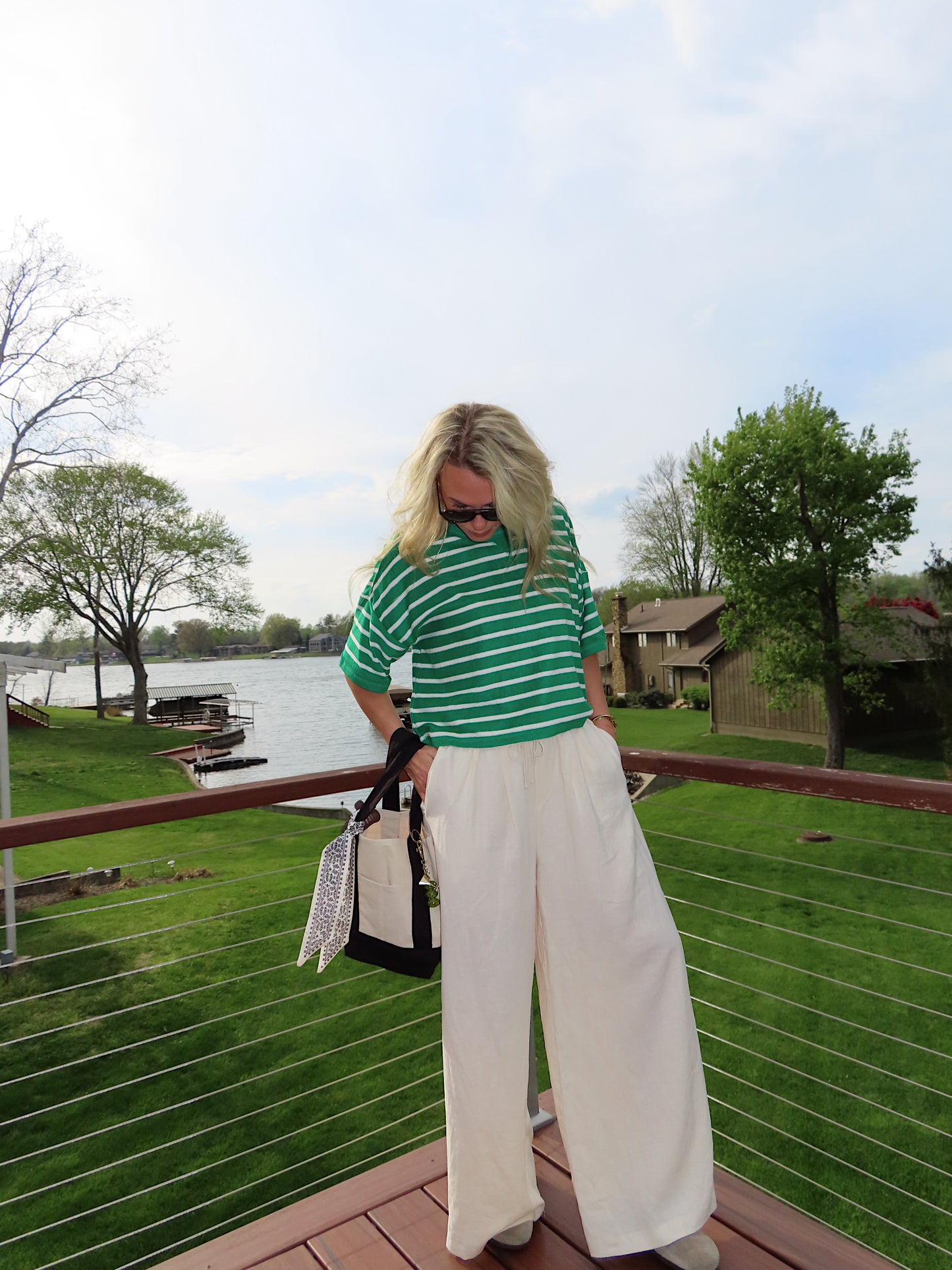 PALM BREEZE - Terry Cloth Striped Top