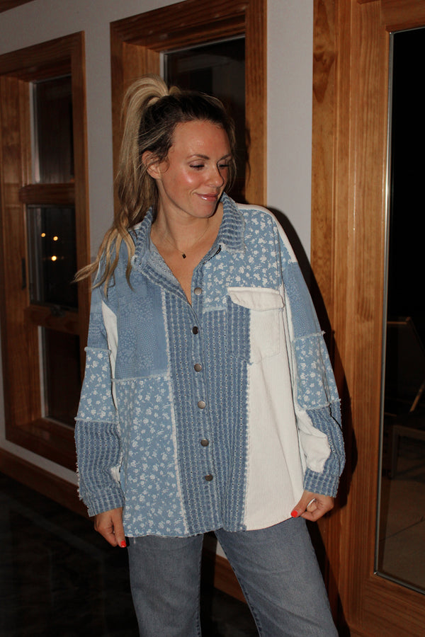 BLUE CHRISTMAS - Patchwork Denim Shacket
