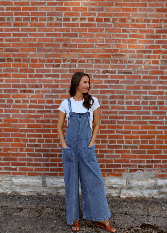 DAY AT THE WINERY -  Denim Tie Overalls