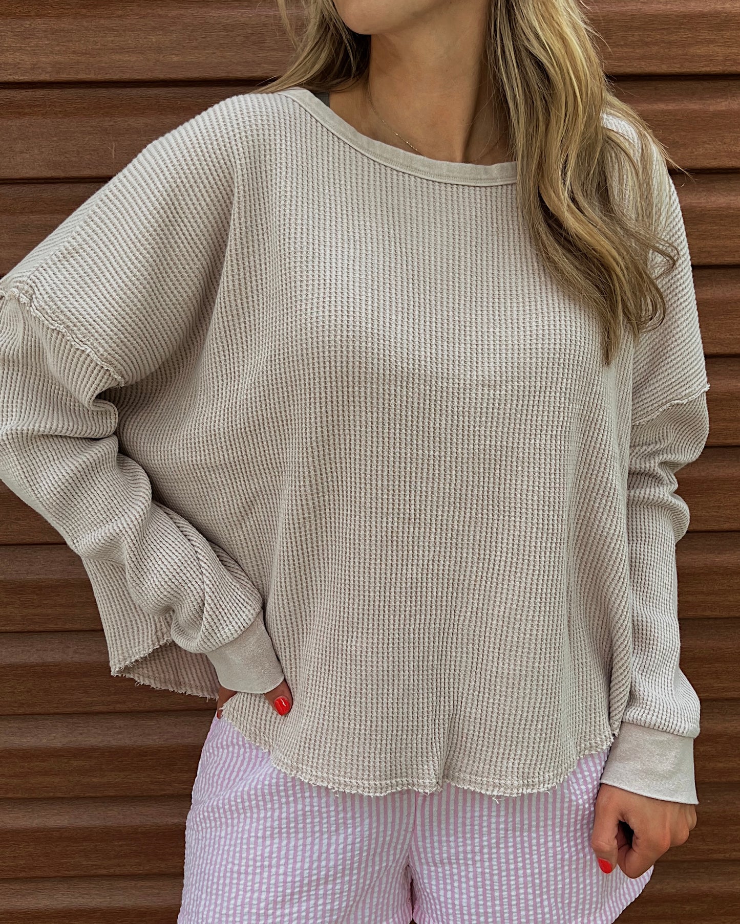 TOFFEE WAFFLES - Mineral Wash Waffle Knit