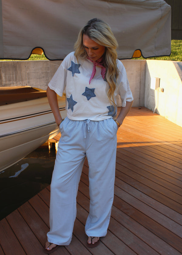 BLUE HORIZON - Light Blue Linen Pants