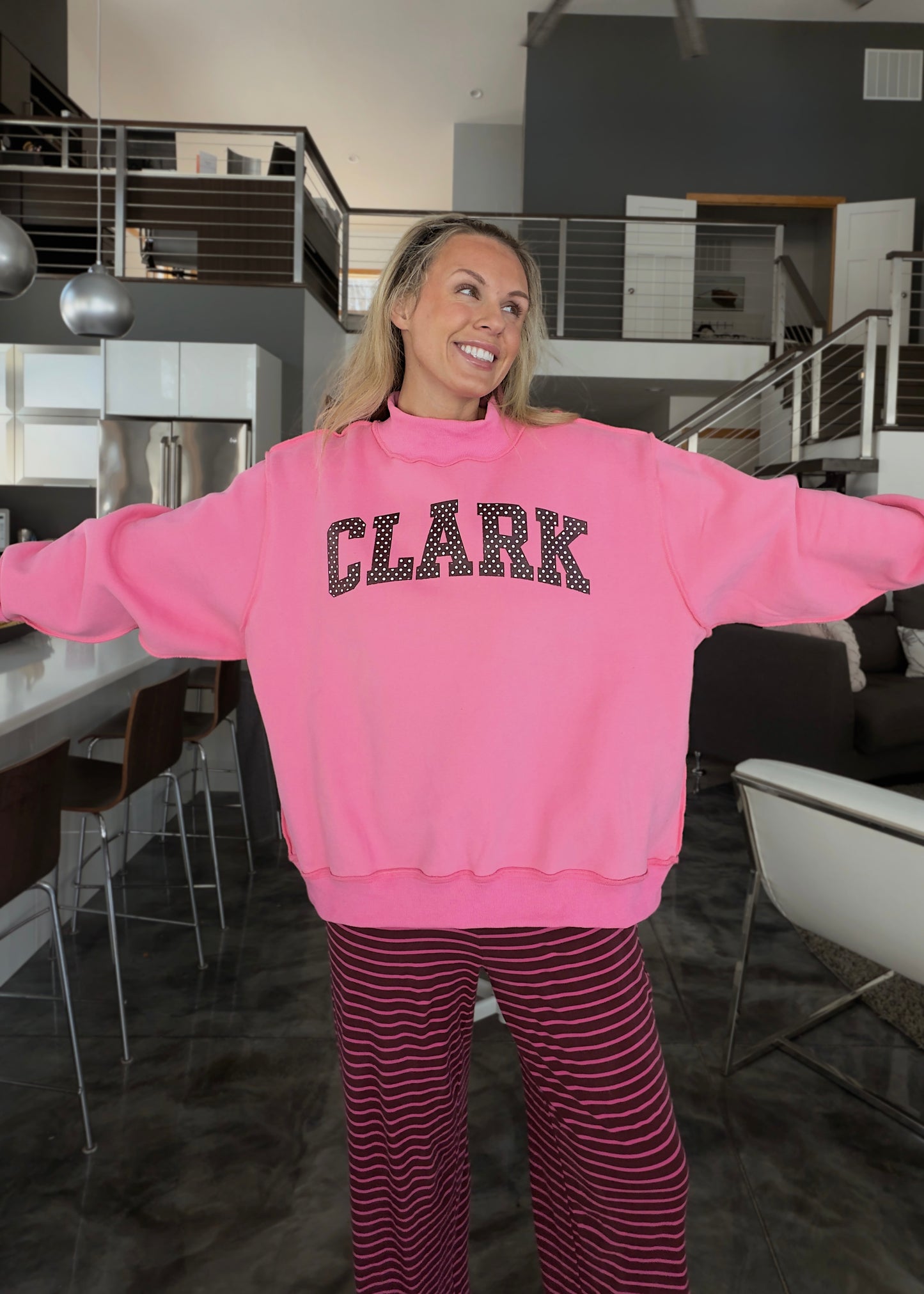 CLARK - Pink / Polka Dot Mockneck