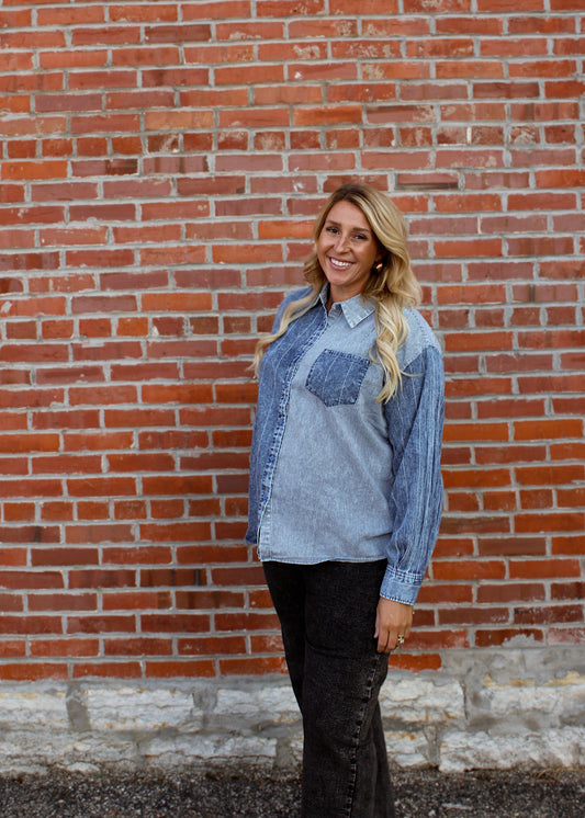 CRISP AIR - Colorblock Striped Button Up