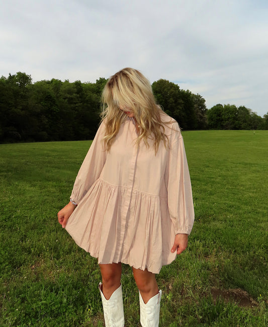 GOLDEN HOUR • Beige Bubble Cotton Dress