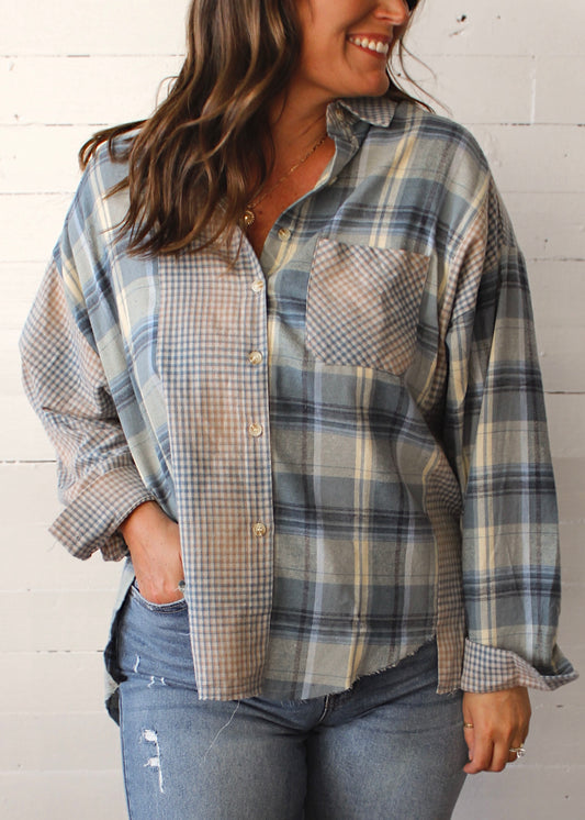 PERFECT PLAID - Blue Flannel Button Up
