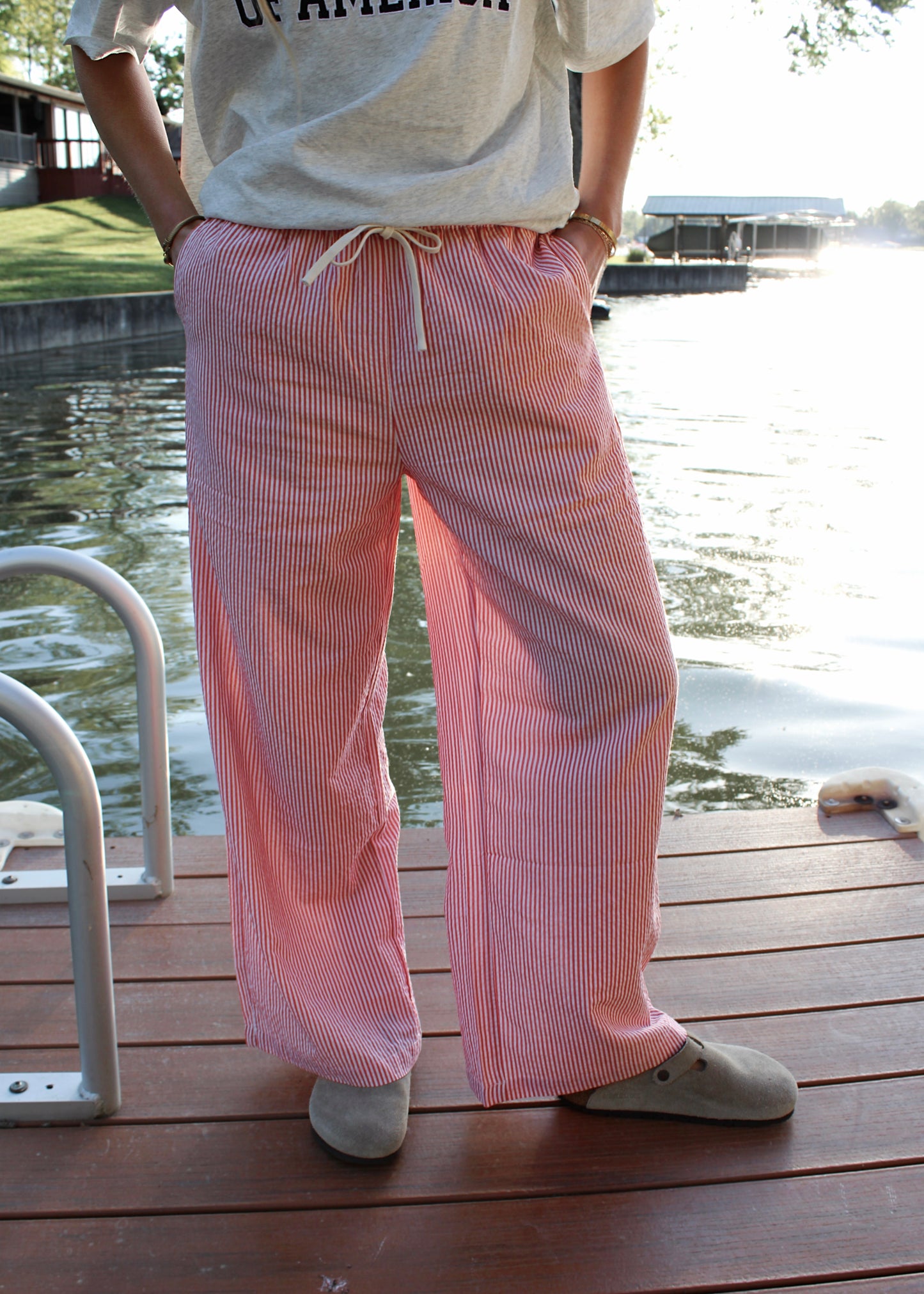 LOBSTER ROLL - Red Stripe Boxer Pants