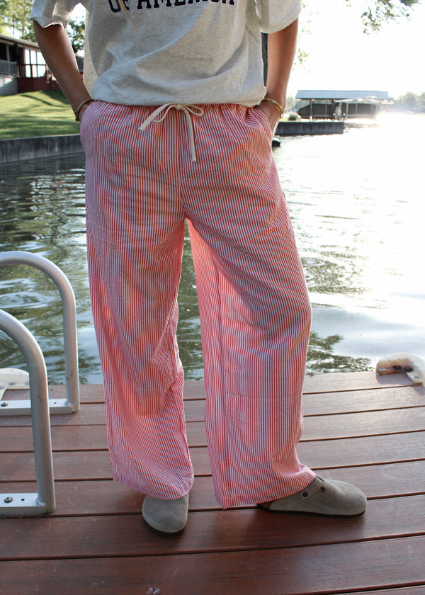 LOBSTER ROLL - Red Stripe Boxer Pants