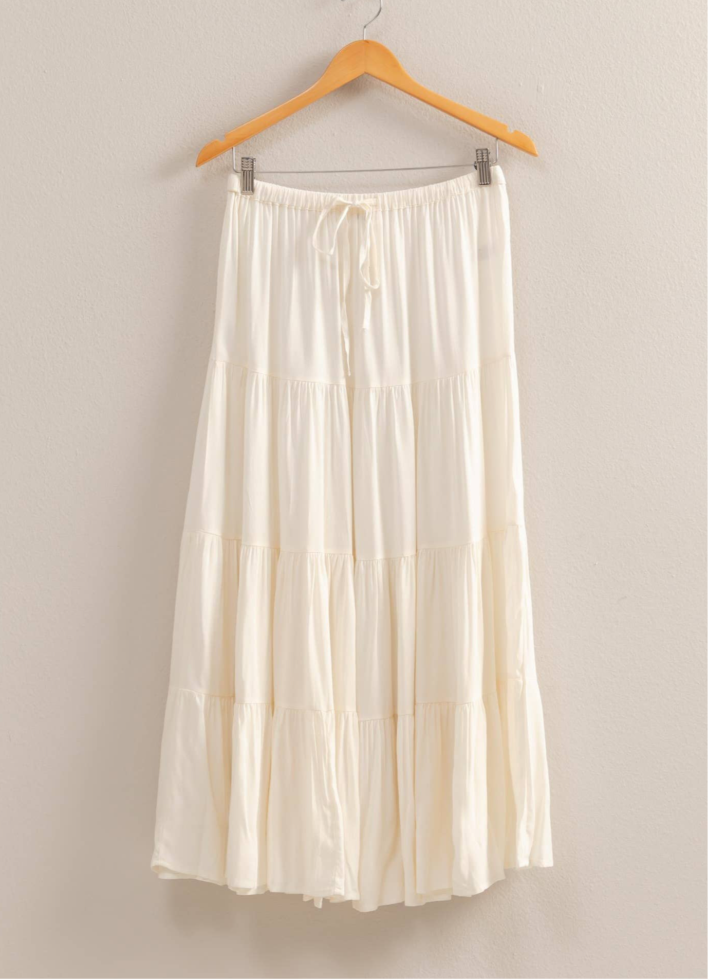 IVORY TIERED MAXI SKIRT