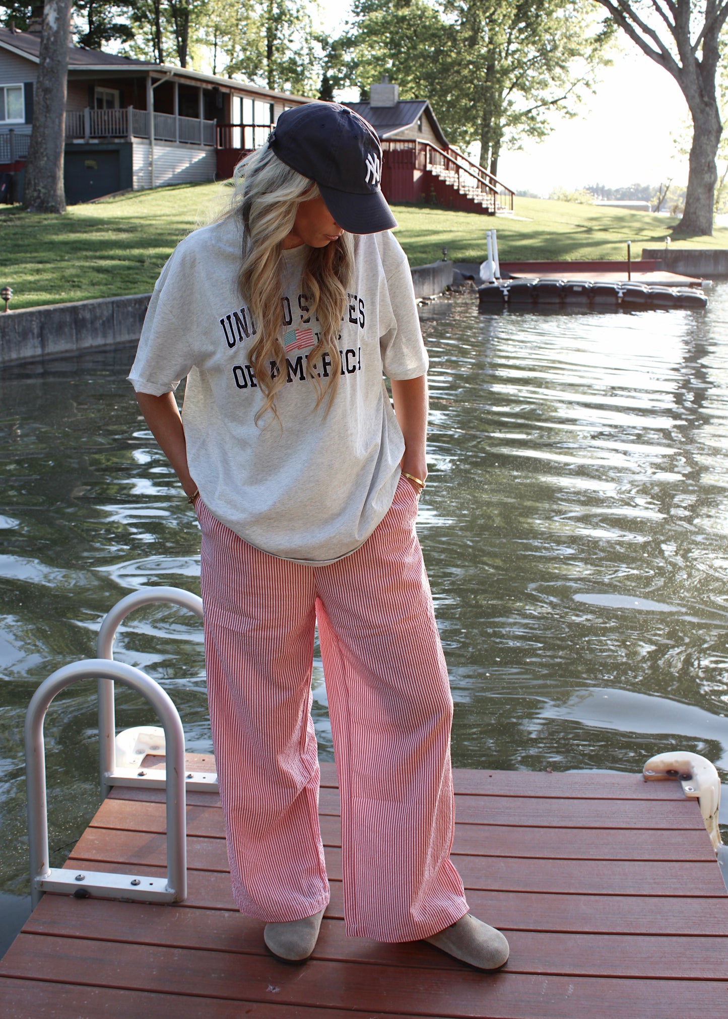 LOBSTER ROLL - Red Stripe Boxer Pants