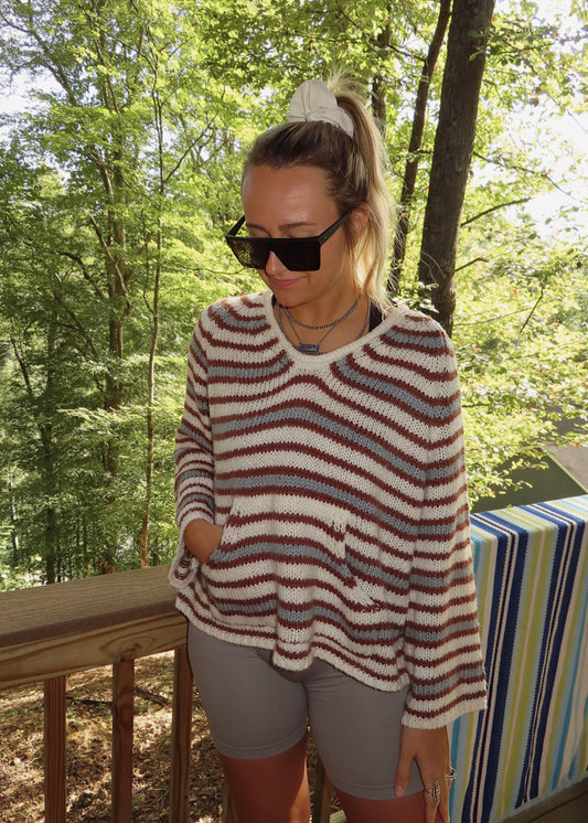 SHORE THING - Striped Pocket Pullover