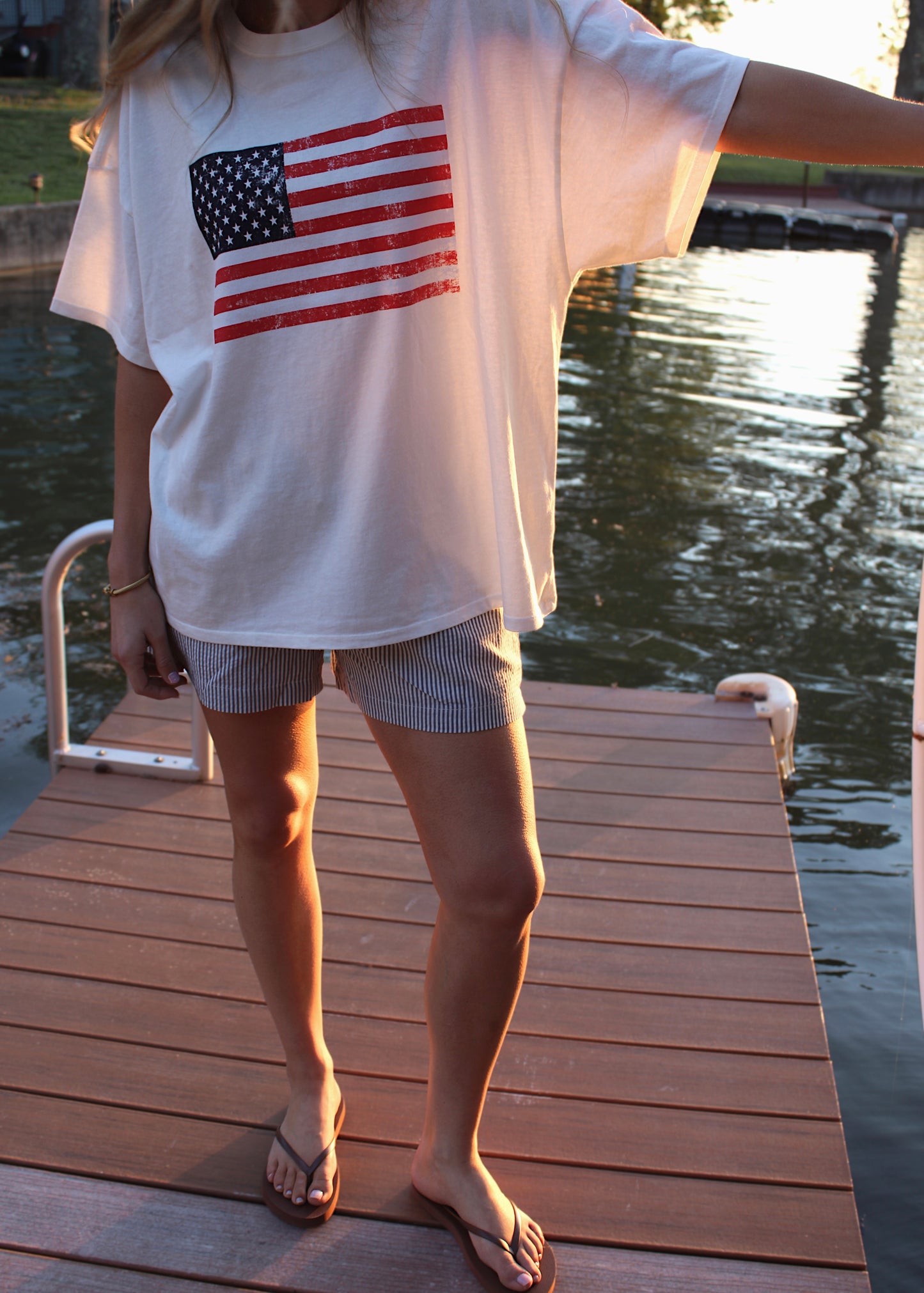 SEA SALT - Oversized Mineral Washed Flag Tee