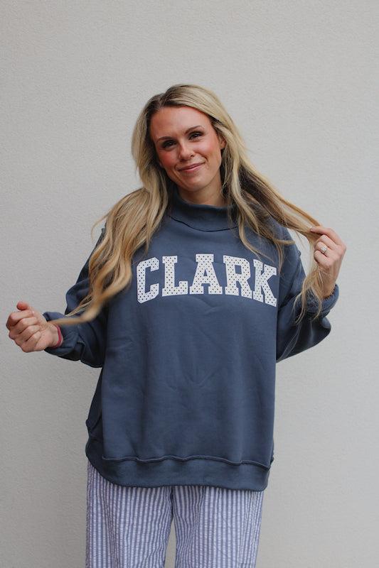 CLARK - Navy Polka Mockneck