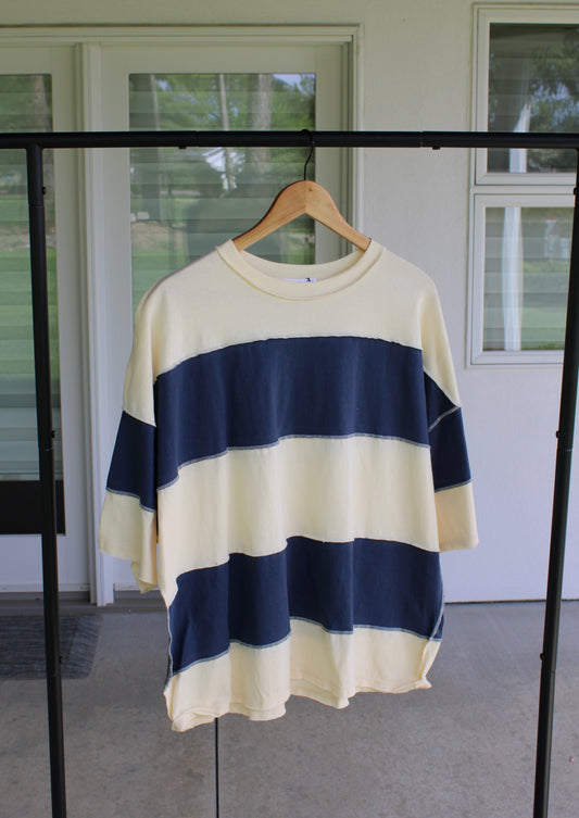 OVERSIZED NAVY STRIPE COLOR BLOCK TOP
