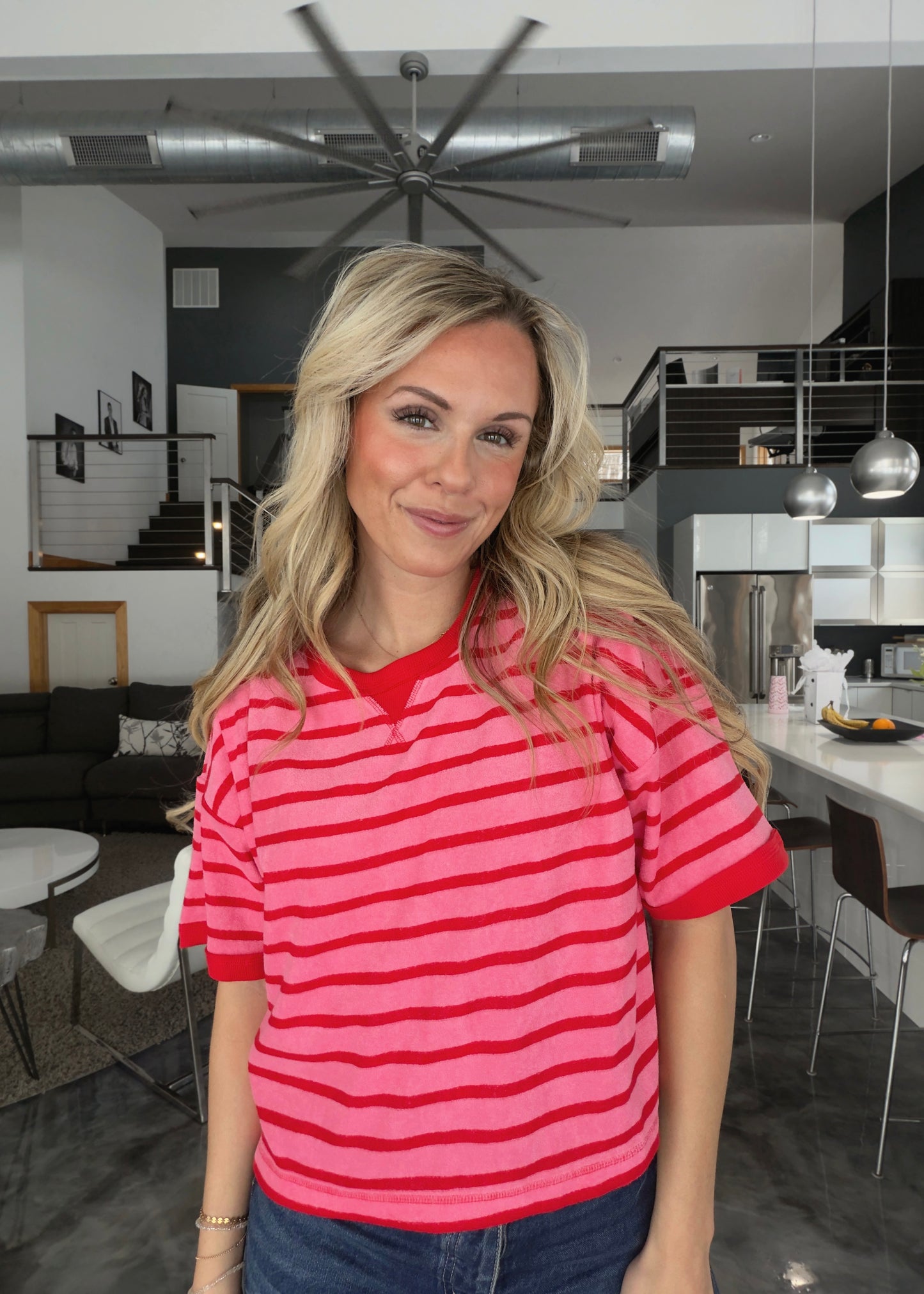 XOXO - Stripe Terry Cloth Top