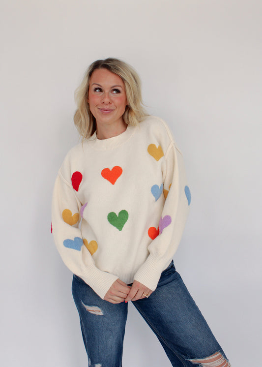 LOVE YOU - Multi Heart Sweater