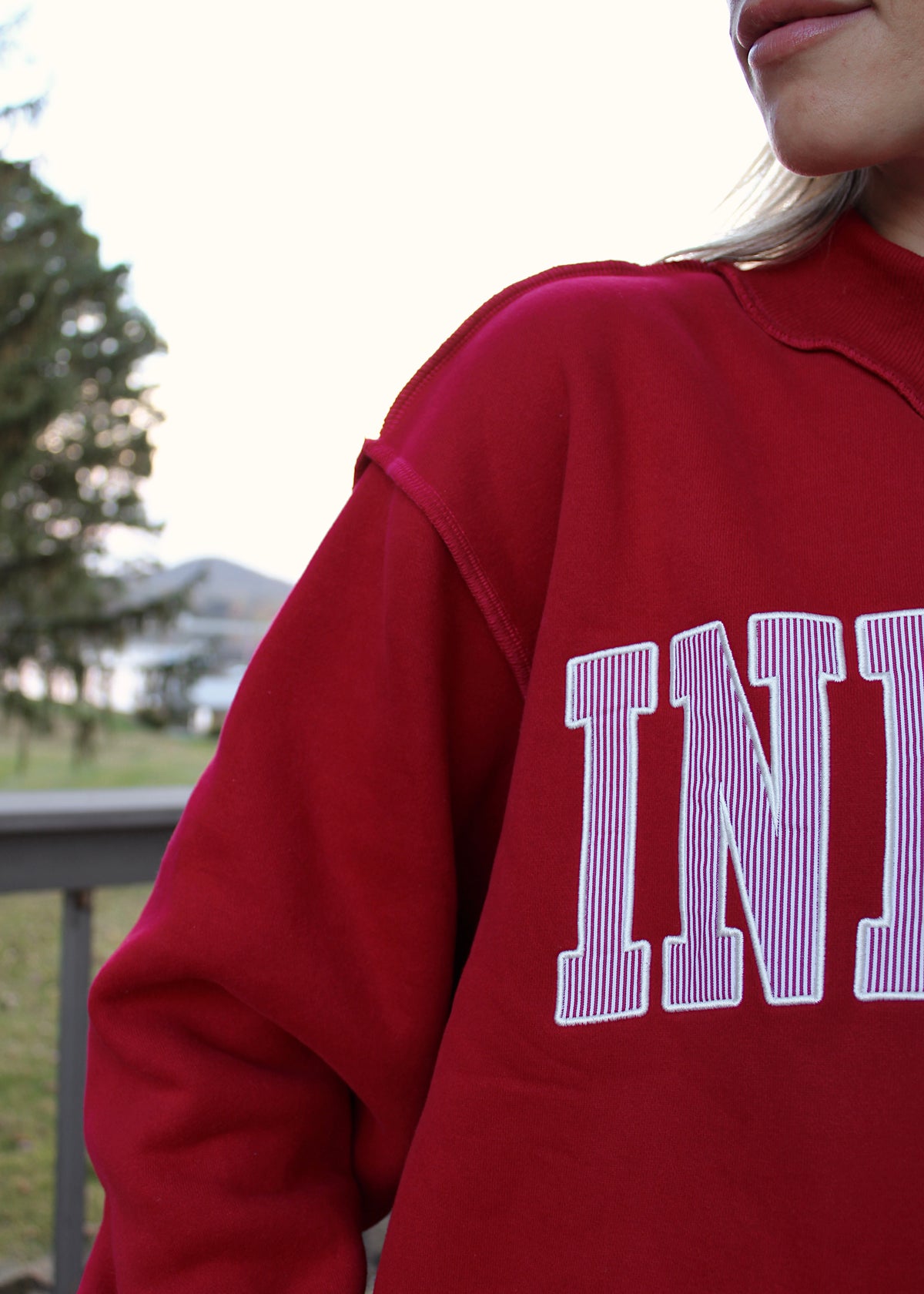 INDIANA Embroidered Striped Mockneck