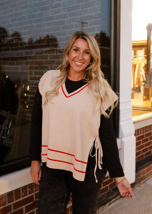 AT THE OFFICE - Oversized Side Tie Sweater Vest