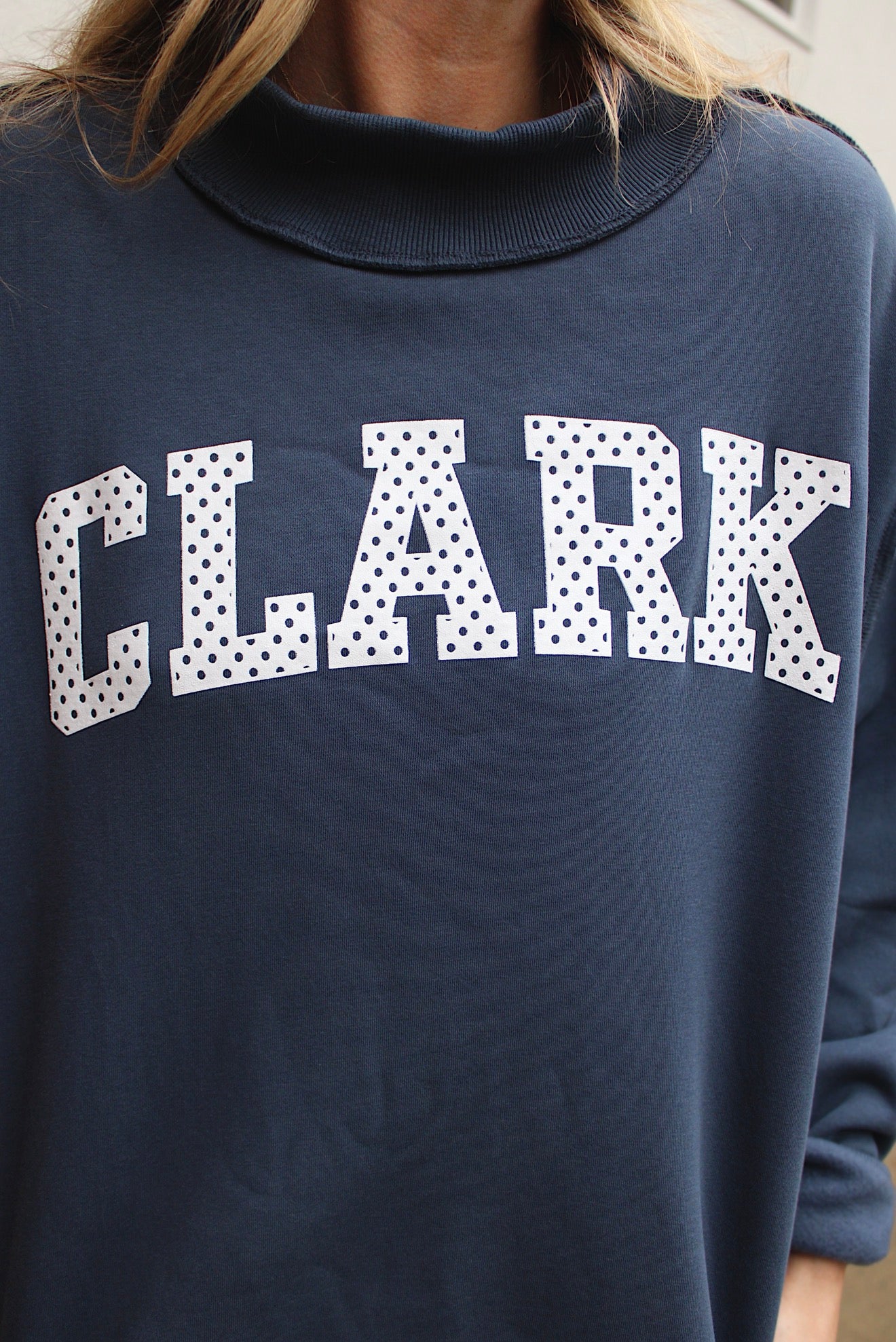 CLARK - Navy Polka Mockneck